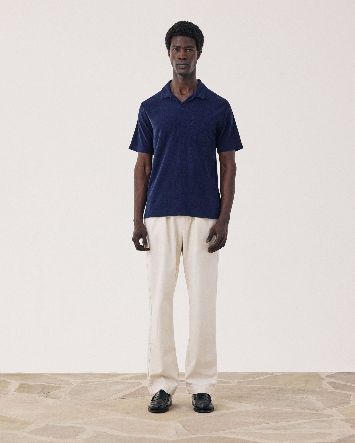 Polo Homme en Eponge Bleu Marine