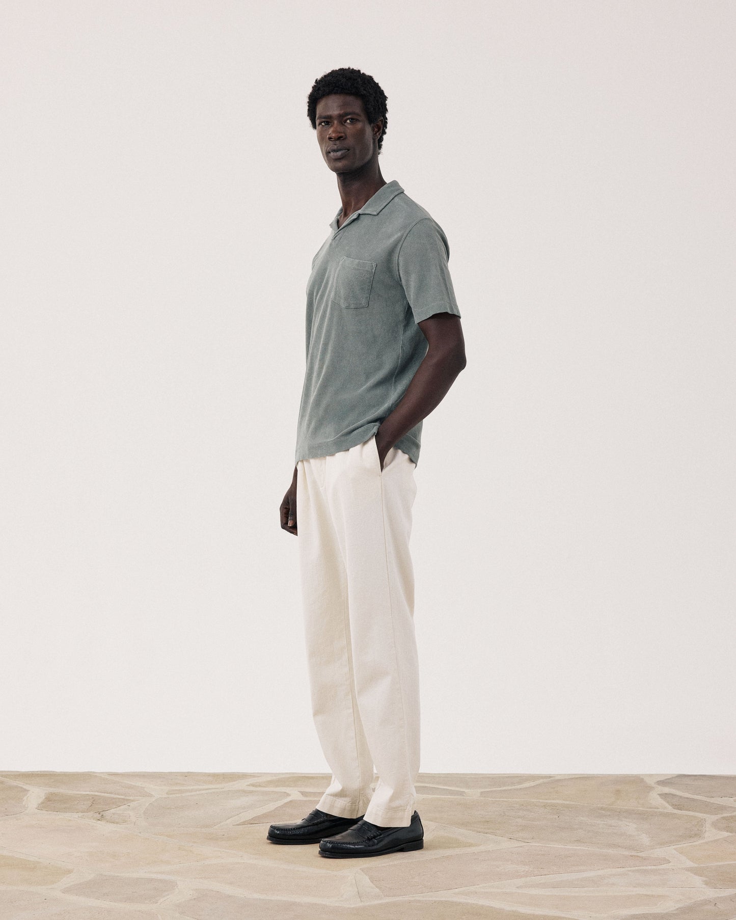 Polo Homme en Eponge Vert Militaire