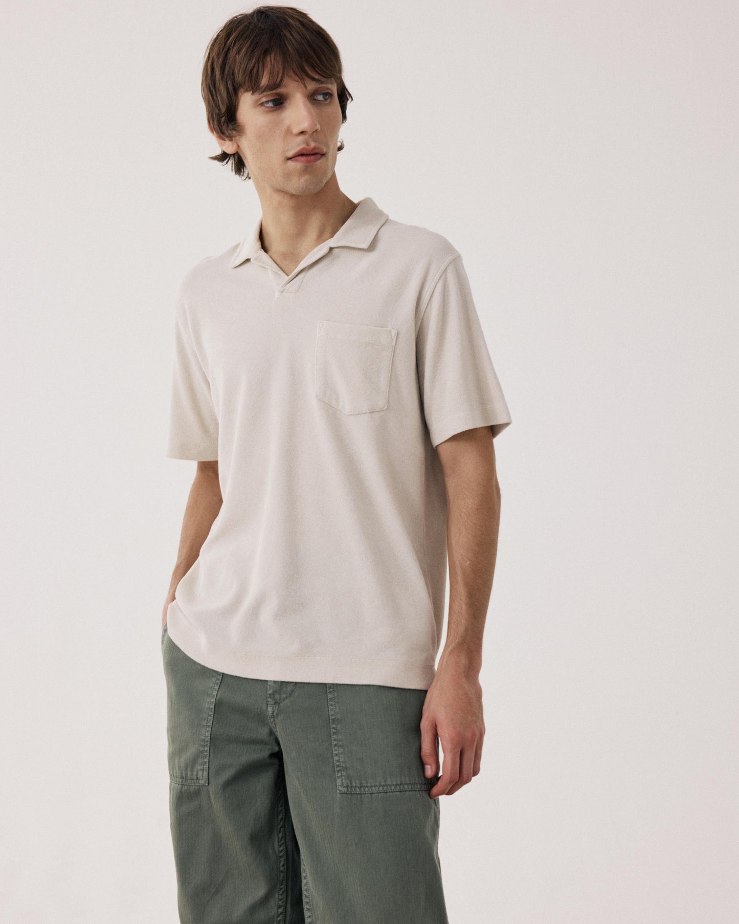 Polo Homme en Eponge Beige Éponge
