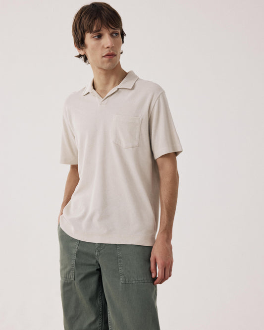 Polo Homme en Eponge Beige Éponge