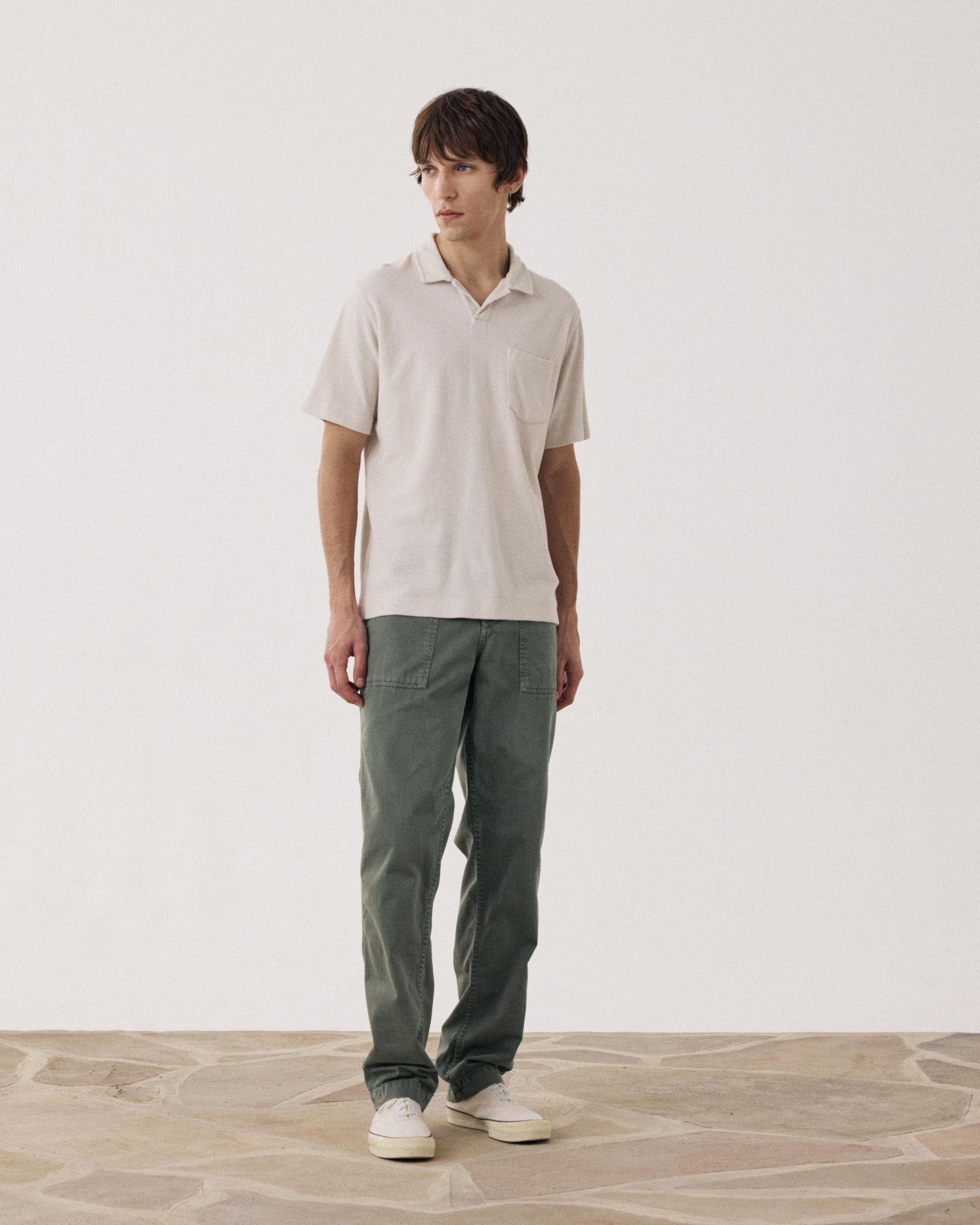 Polo Homme en Eponge Beige Éponge