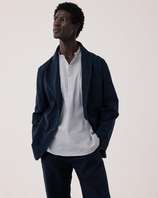 Veste Homme en Seersucker Bleu Marine Julian