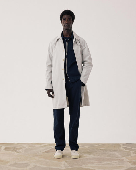 Manteau Homme en Gabardine de Coton Beige Cooler