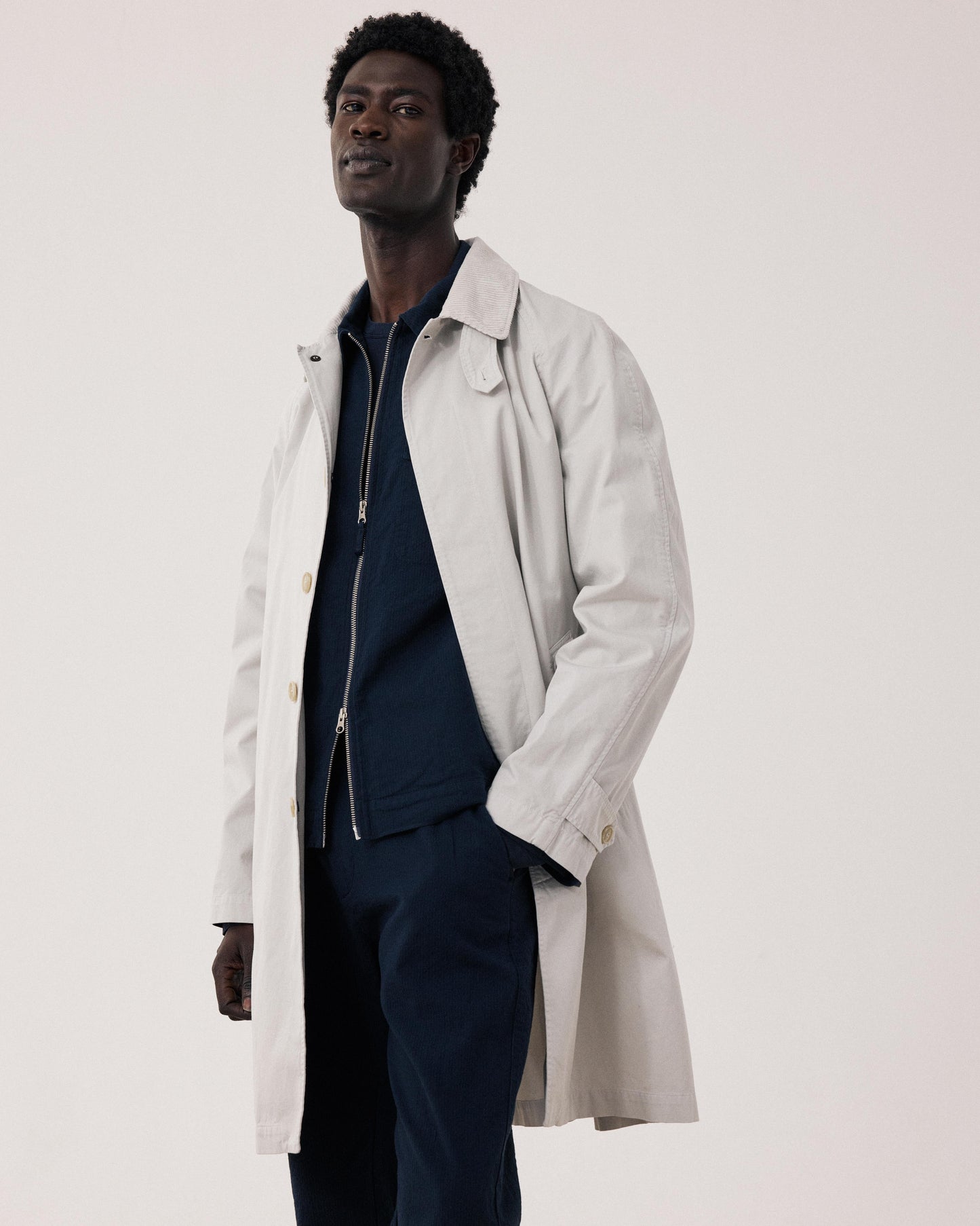 Manteau Homme en Gabardine de Coton Beige Cooler