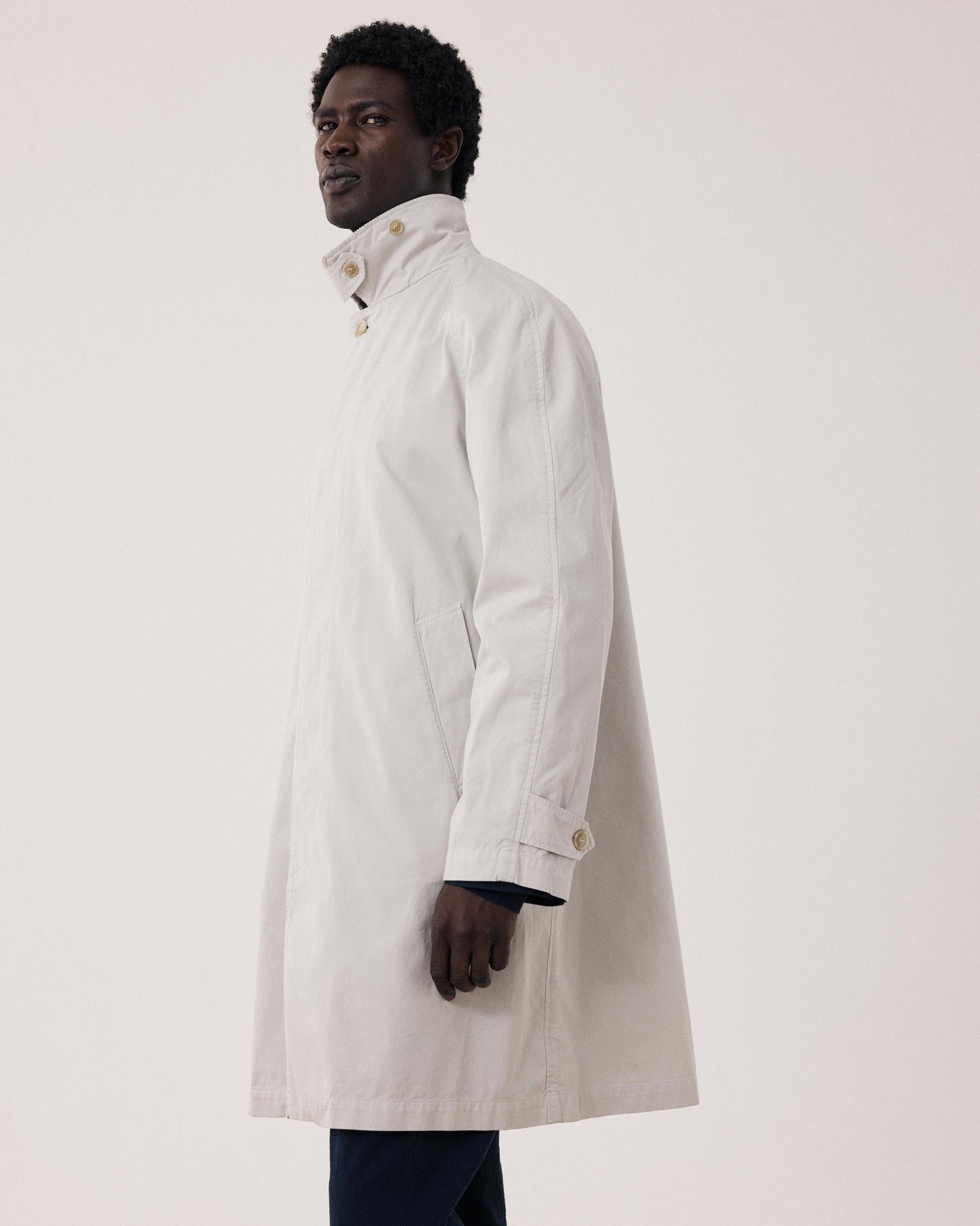 Manteau Homme en Gabardine de Coton Beige Cooler