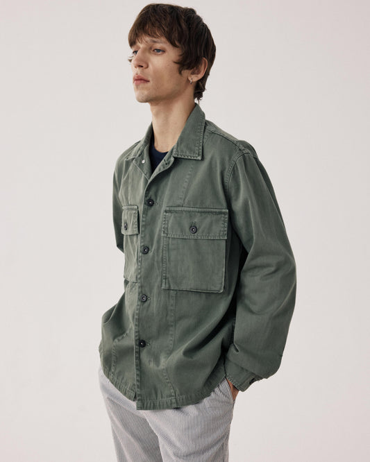 Veste Homme en Coton à Chevrons Vert Militaire Dar