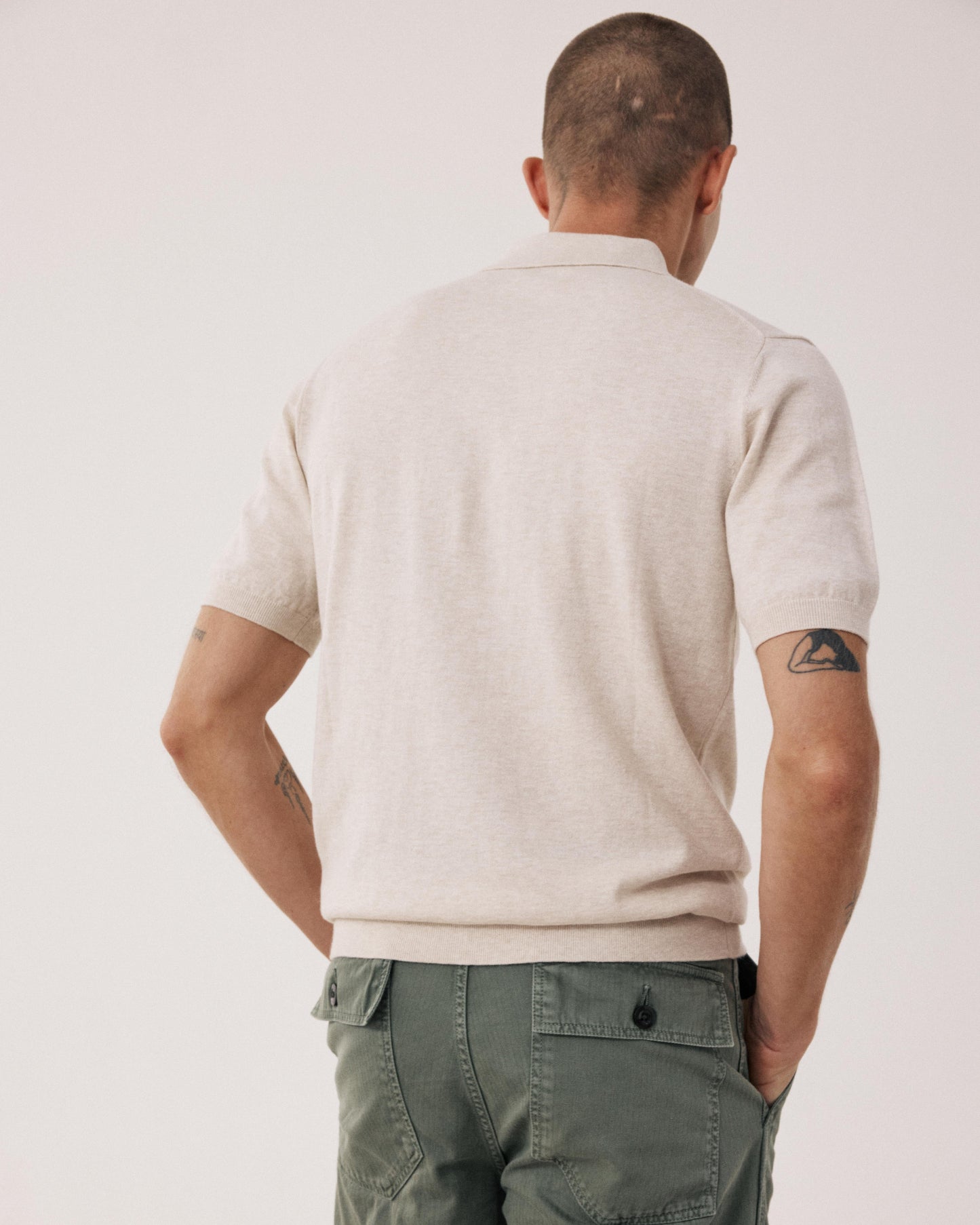 Polo Homme en maille Coton Supima & Cachemire Beige