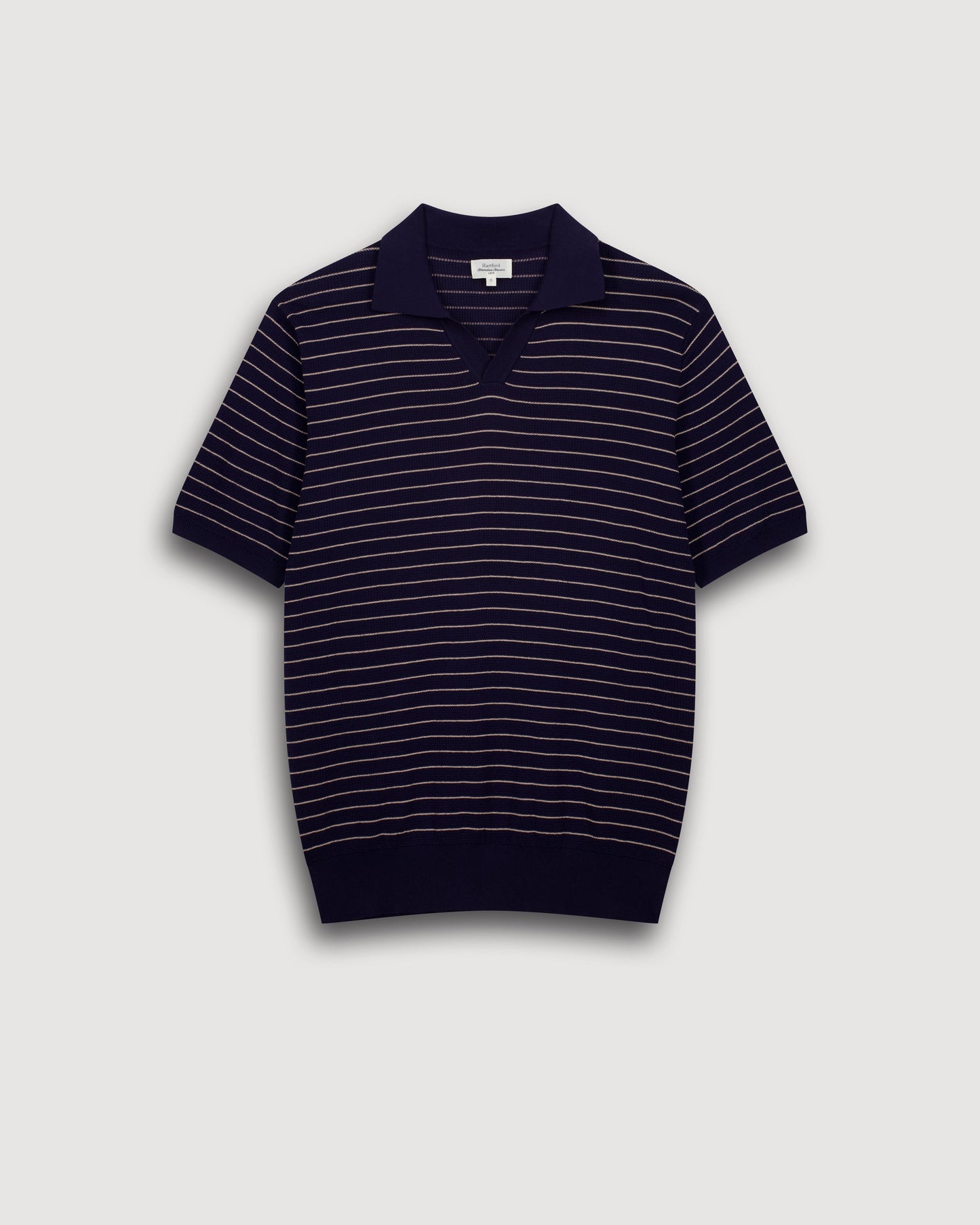 Polo Homme en maille de coton gaufré à rayures Bleu