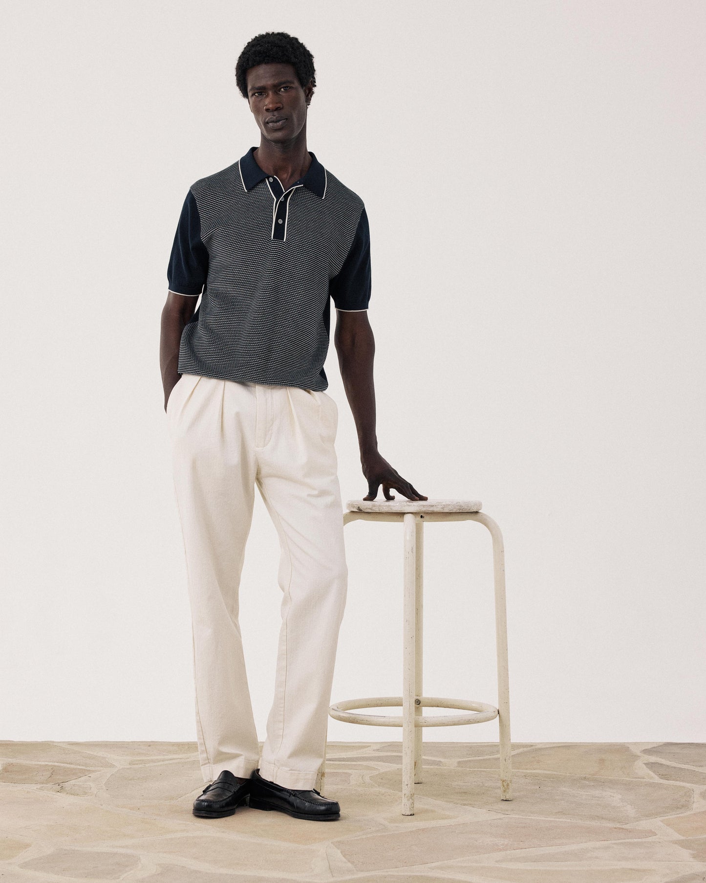 Polo Homme en maille Jacquard Bleu Nuit