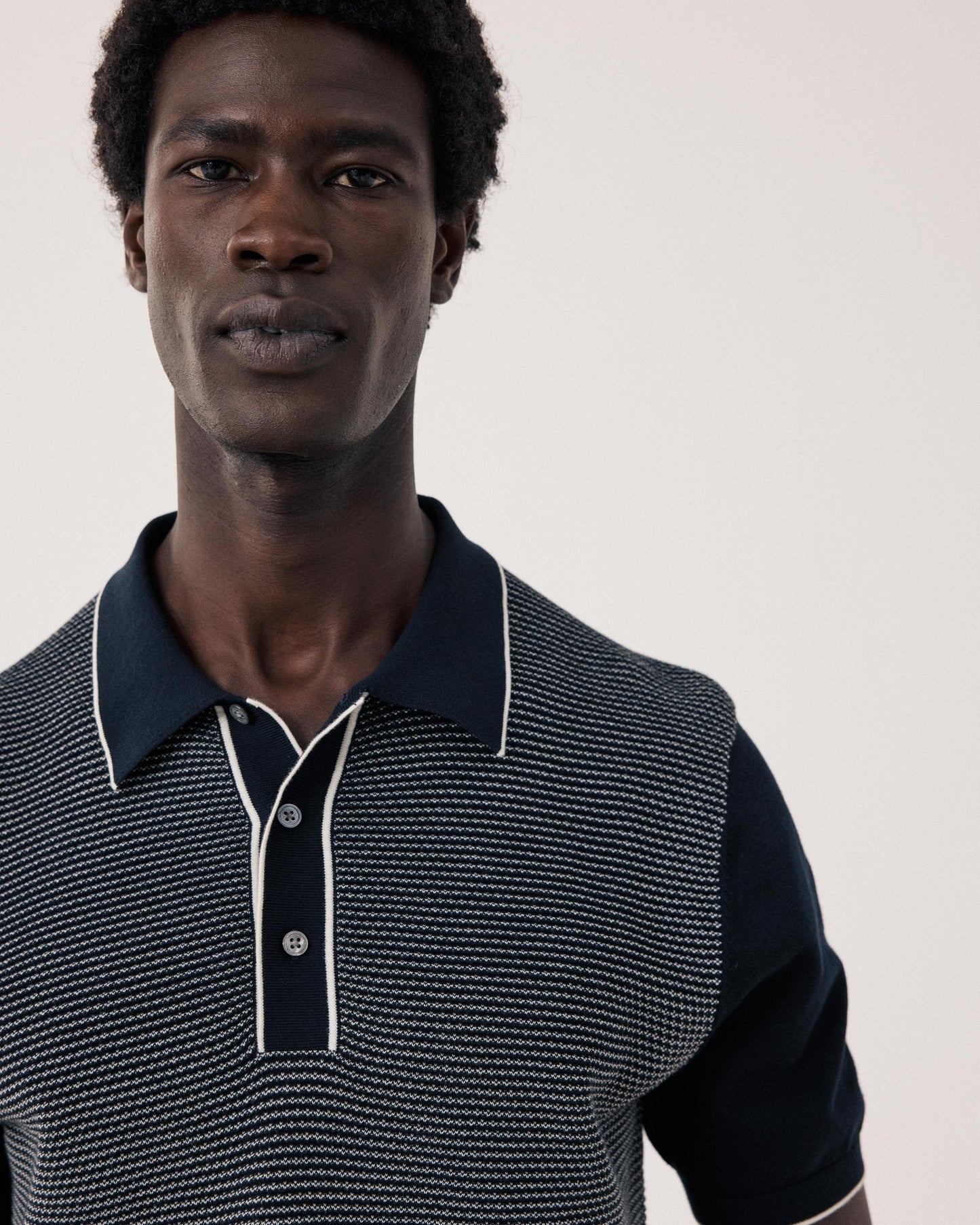 Polo Homme en maille Jacquard Bleu Nuit