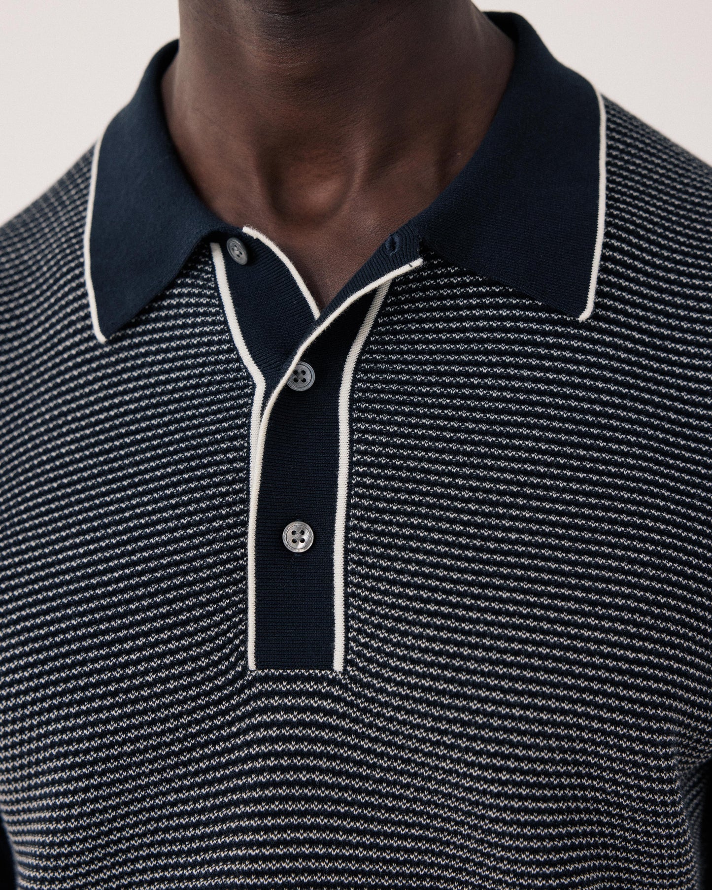 Polo Homme en maille Jacquard Bleu Nuit