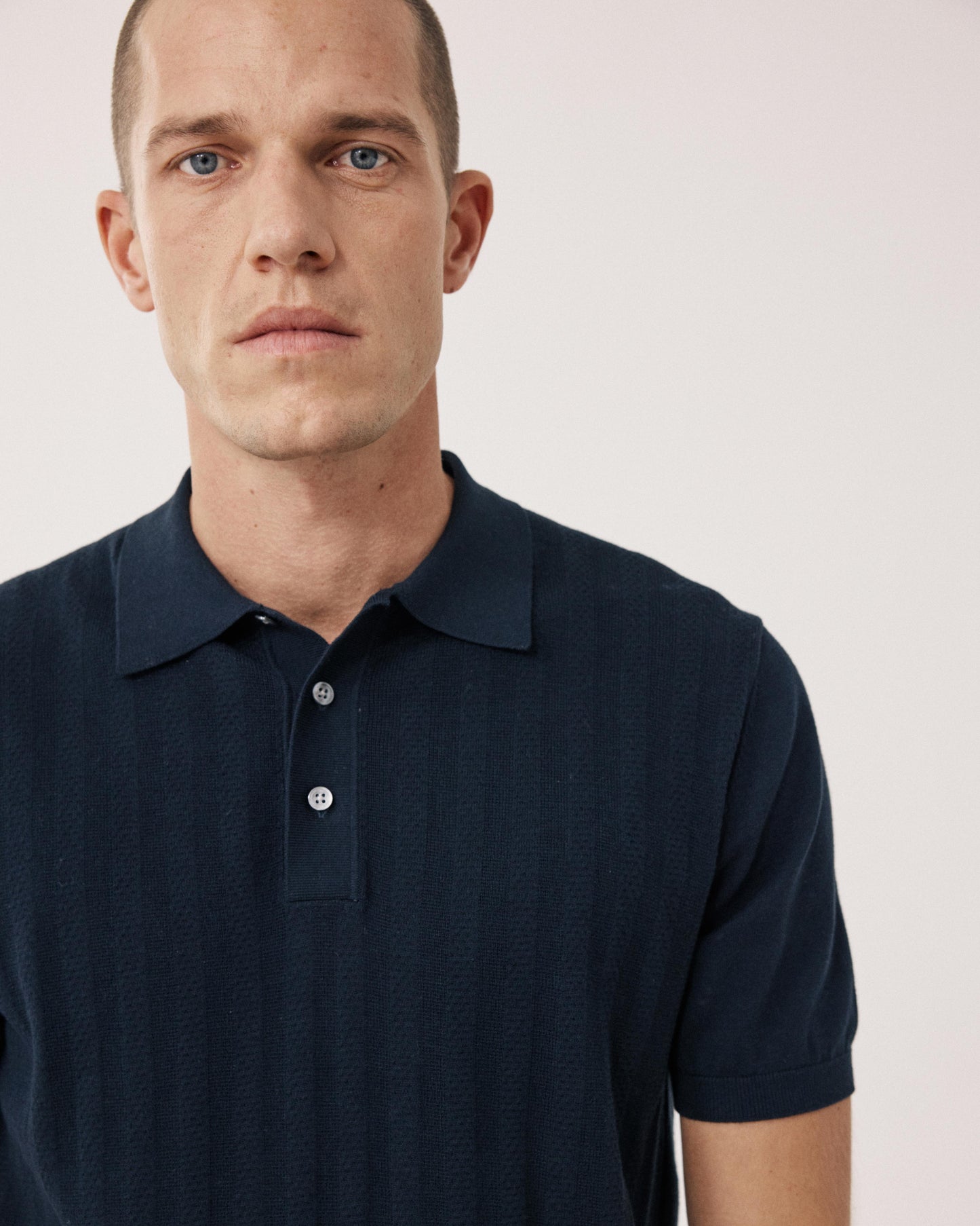 Polo Homme en maille retro Bleu Nuit